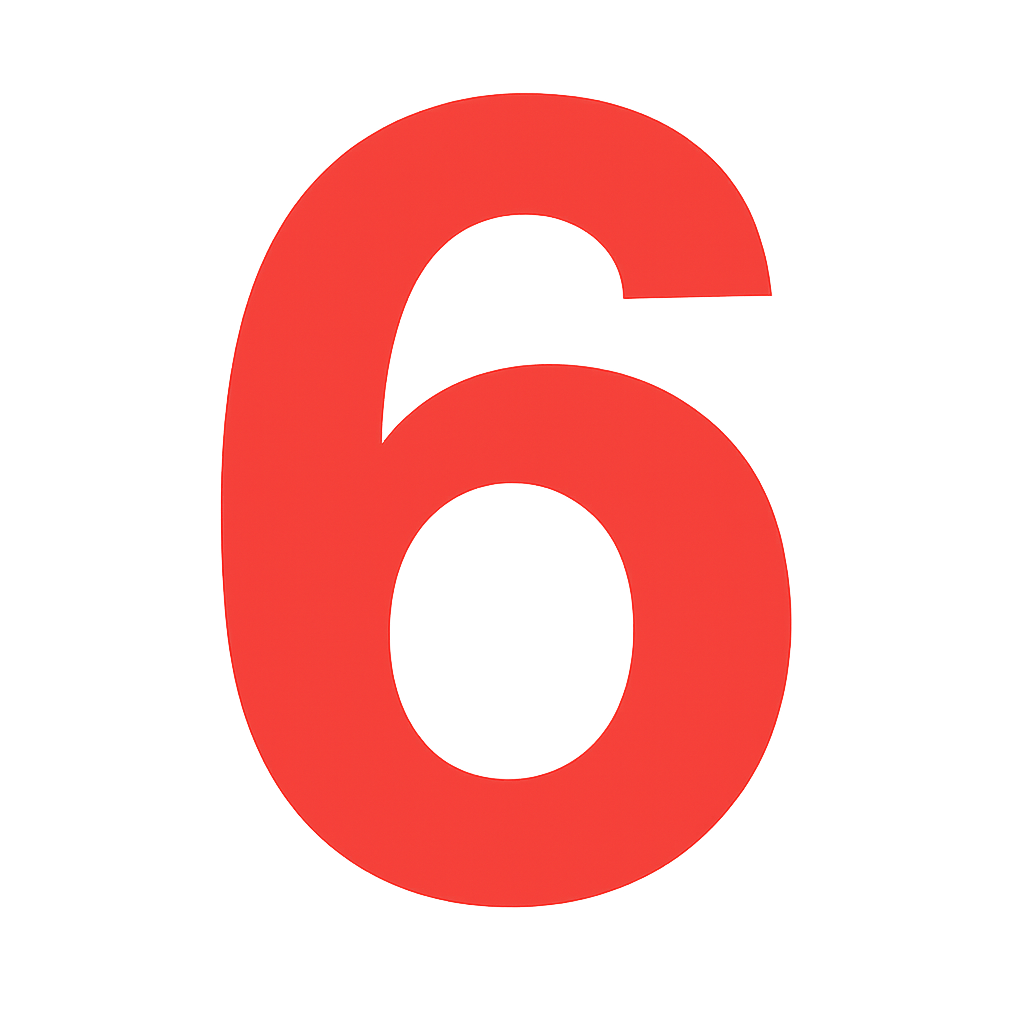 Generate number 6 Color light red no background or empty bold Arial font-1