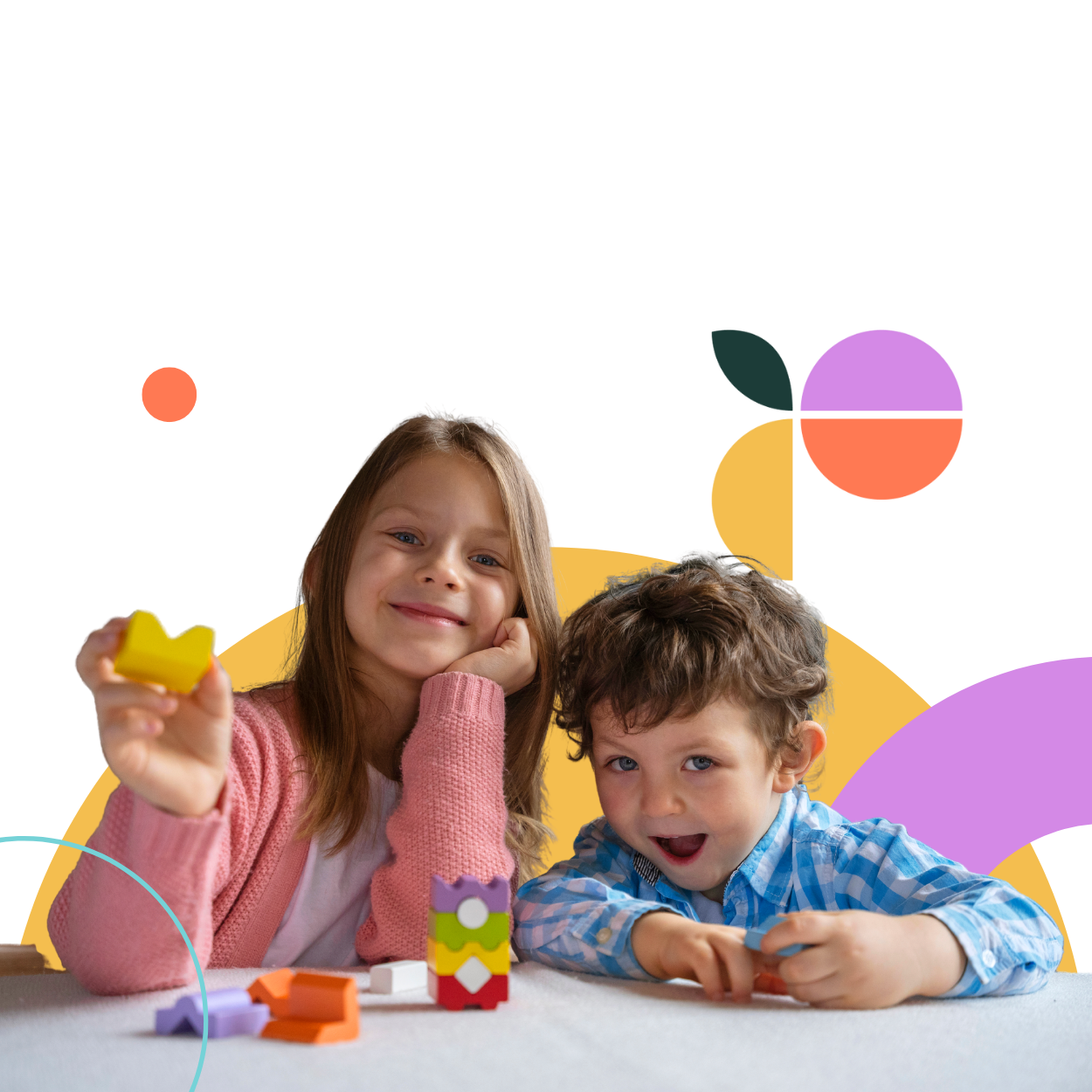 Two siblings playing together during a behavioural therapy session for children with autism, promoting social skills, emotional regulation, and positive interaction
