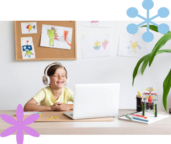 Kid in an online therapy session with an expert from daar.