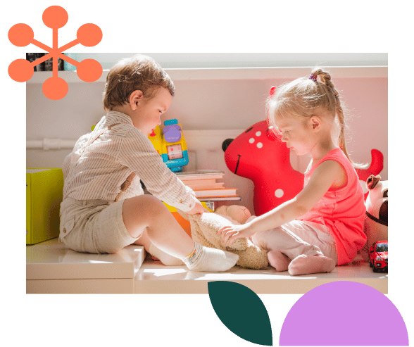 Kids sitting playing in a bright therapy room at  daar.