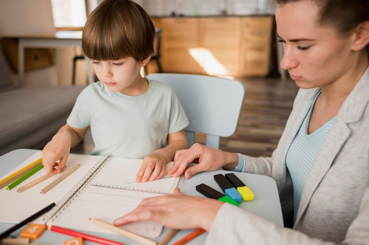 Child engaged in supported practice